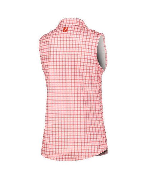 Women's Pink The Players Gingham Sleeveless Polo