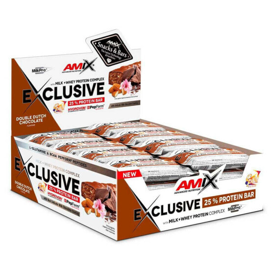 Энергетический батончик с четырьмя порциями AMIX Exclusive Protein 40 г 12 штук в коробке - Шоколадный