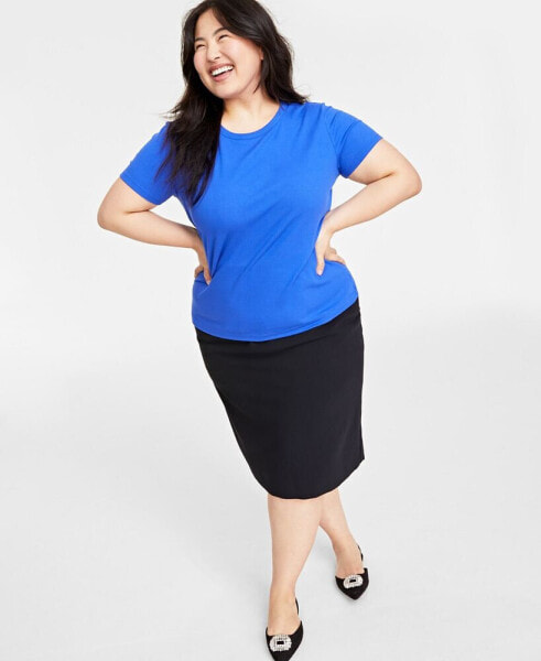 Trendy Plus Size Ribbed T-Shirt, Created for Macy’s