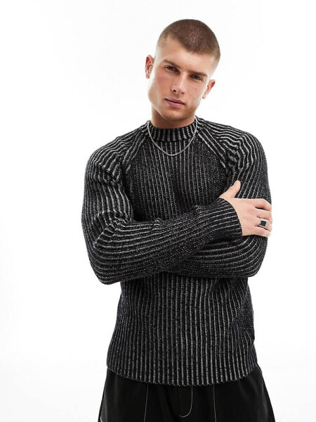 Reclaimed Vintage plated knitted jumper in grey