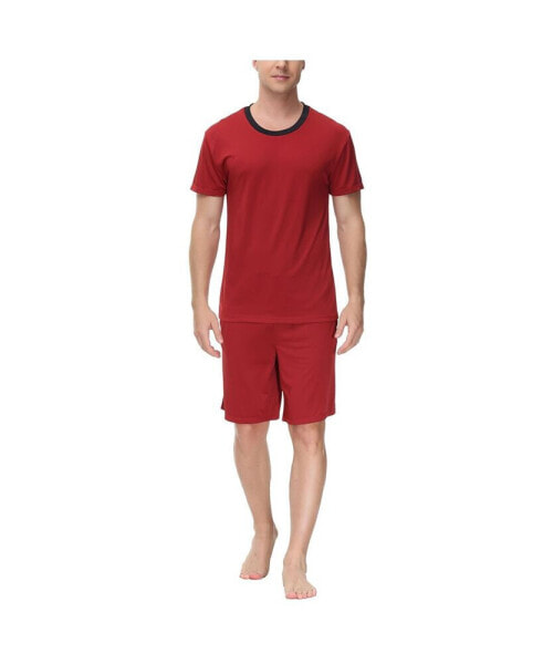 Men's Moisture-Wicking Crewneck T-Shirt & Shorts Pajama Set
