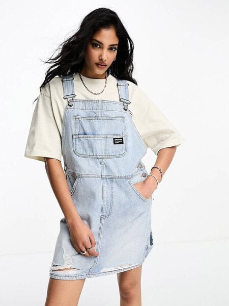 Dr Denim dungaree denim mini dress in blue