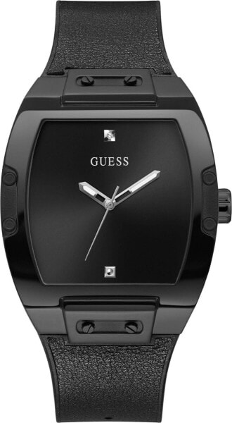 Guess Herren Armbanduhr schwarz 43 mm Armband Leder,Silikon GW0386G1