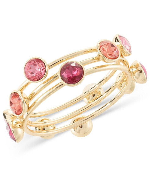 Gold-Tone 3-Pc. Set Multicolor Crystal & Stone Bangle Bracelets, Created for Macy's