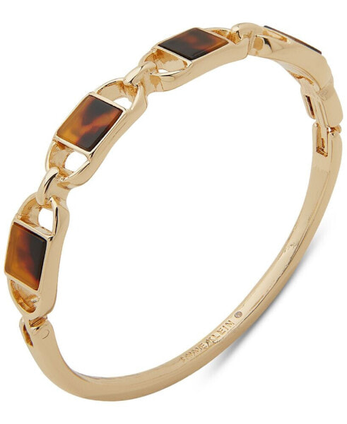 Gold-Tone Tortoise-Look Oval Link Bangle Bracelet