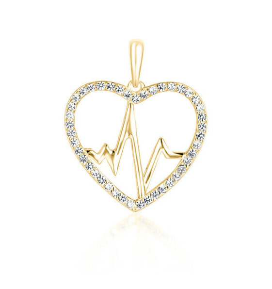 Gold Plated Heartbeat Pendant SVLP0664XH2GO00