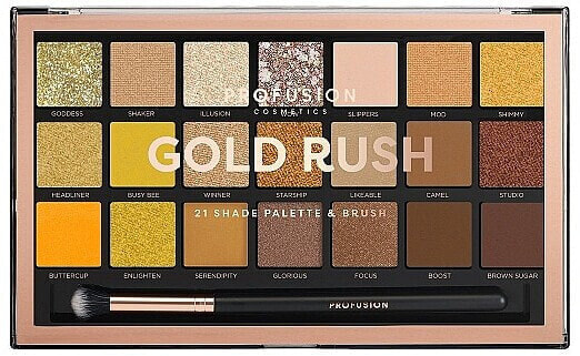 Profusion Cosmetics Gold Rush 21 Shade Palette & Brush