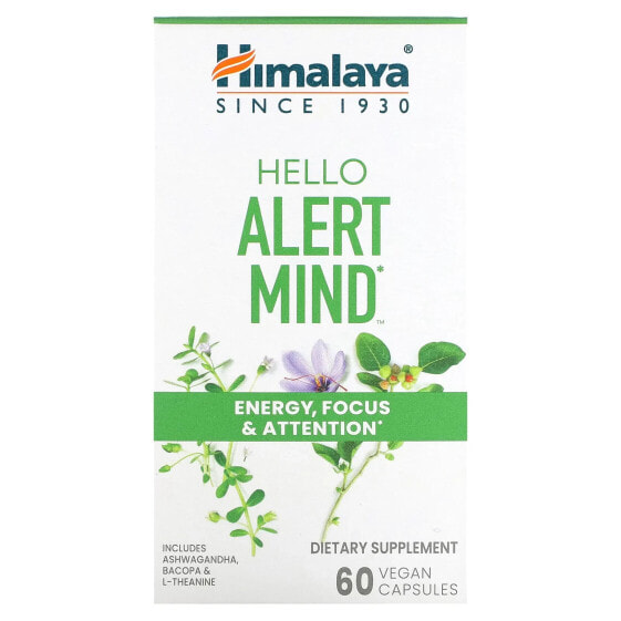 Витамины для улучшения памяти Himalaya Herbals Hello Alert Mind, 60 веганских капсул