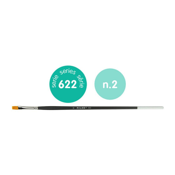 MILAN ´Premium Synthetic´ Flat Paintbrush With LonGr Handle Series 622 No. 2