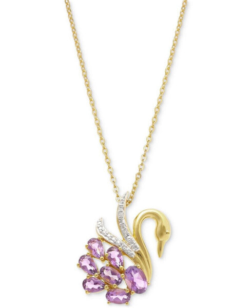 Macy's amethyst (1-3/8 ct. t.w.) & White Topaz Accent 18" Swan Pendant Necklace in 14k Gold-Plated Sterling Silver