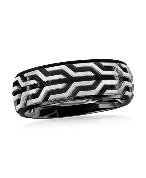 Stainless Steel Black and Silver Designed Ring