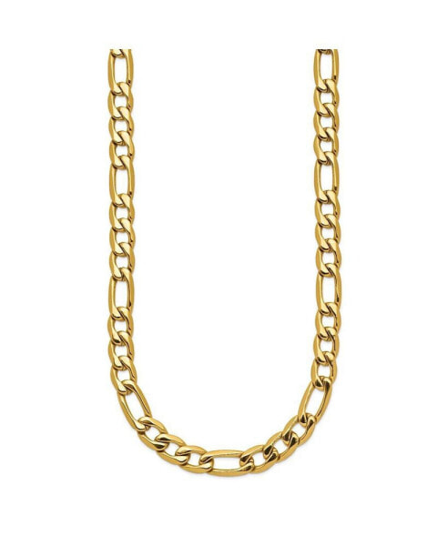 Yellow IP-plated 7.50mm 23.5 inch Figaro Necklace