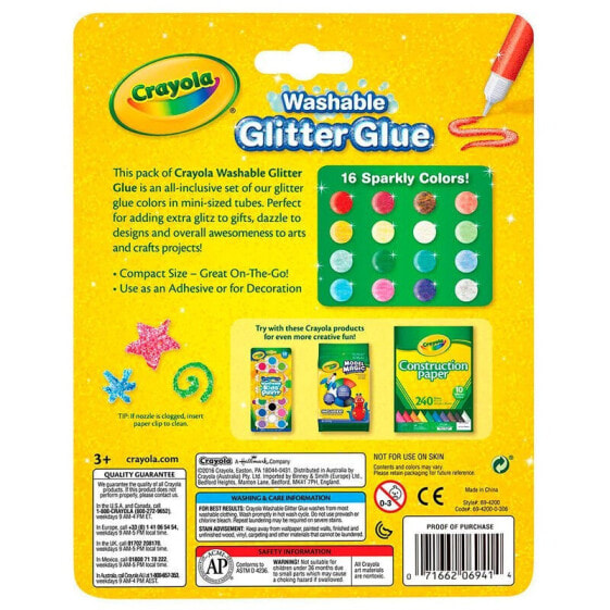 CRAYOLA 16 Mini Washable Glitter Glue