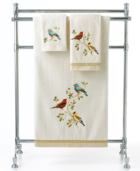 Gilded Birds Embroidered Cotton Bath Towel, 25" x 50"