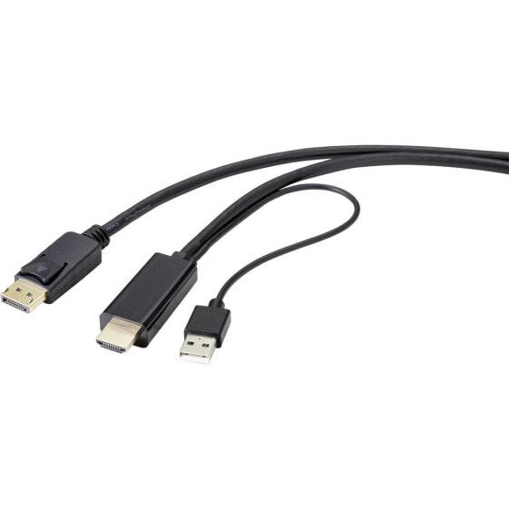 Renkforce RF-4600632 - 2 m - HDMI Type A (Standard) - DisplayPort + USB Type-A - Male - Male - Straight