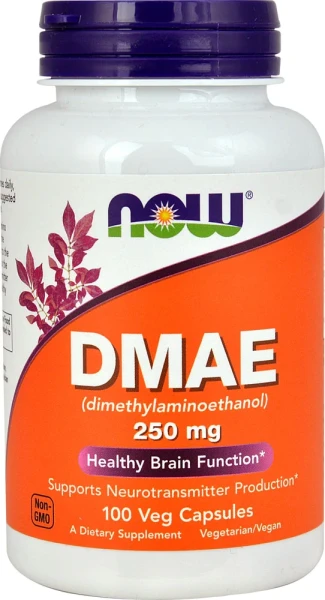 NOW Foods DMAE (Dimethylaminoethanol)  ДМАЭ для поддержки работы мозга  250 мг, 100 растительных капсул