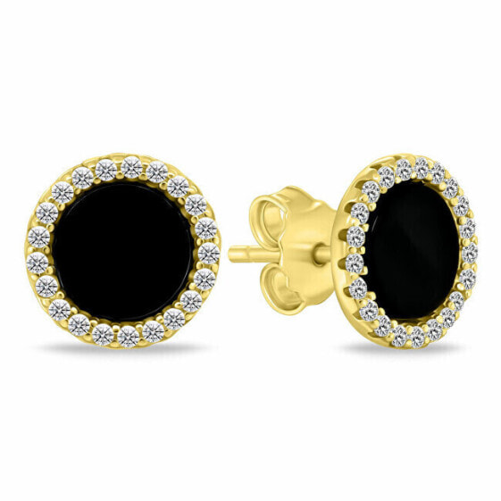 Charming gold-plated earrings with zircons EA1073YBC