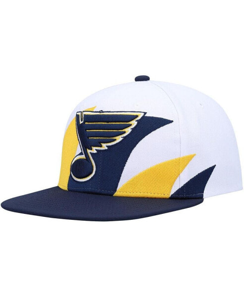 Men's White and Navy St. Louis Blues Vintage-Like Sharktooth Snapback Hat