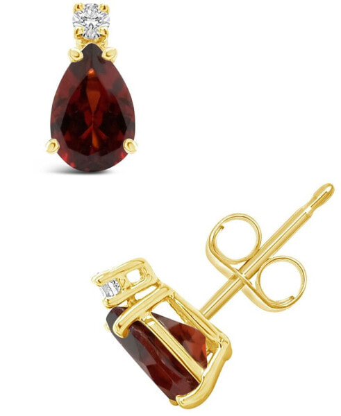 Серьги Macys Garnet and Diamond 14K Gold