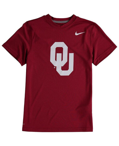 Big Boys and Girls Oklahoma Sooners Crimson Logo Legend Performance T-Shirt