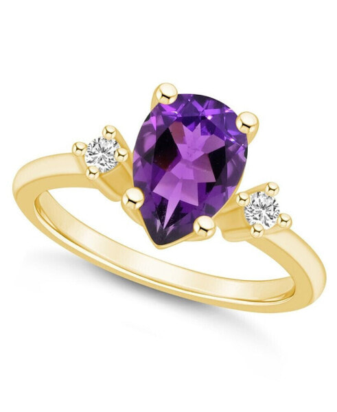 Кольцо Macy's Amethyst and Diamond 14K Yellow Gold.