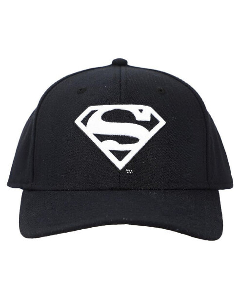 Men's Superman White Logo Black Snapback Hat