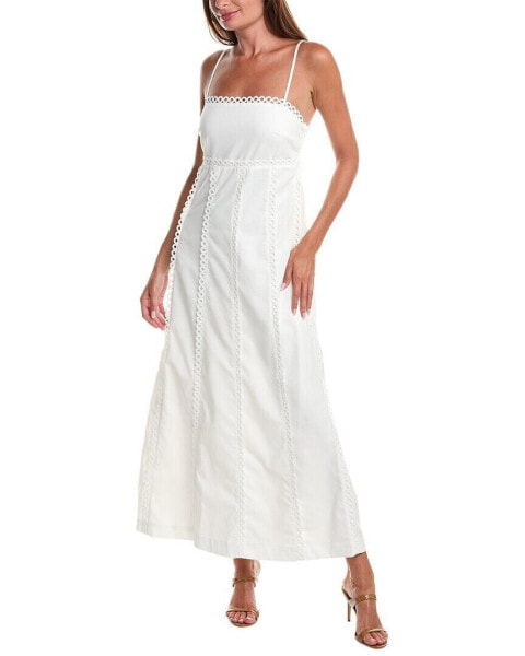 Gracia Crochet Trim Linen-Blend Maxi Dress Women's White S