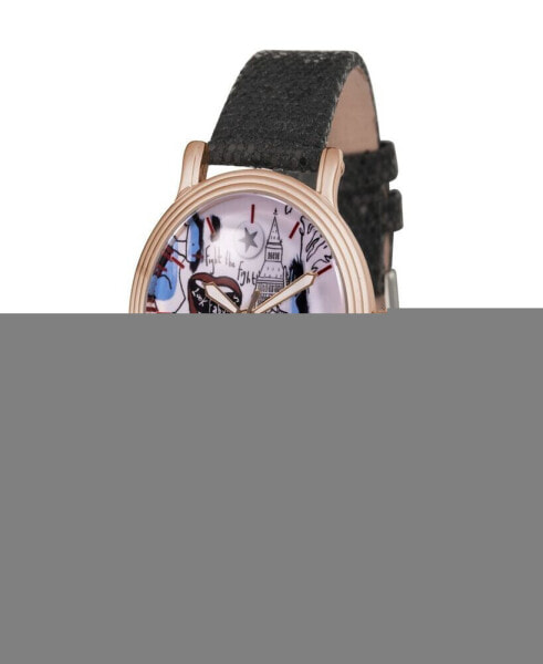 Часы и аксессуары ewatchfactory женские наручные часы Disney Cruella Vintage Inspired с черным кожаным ремешком 38 мм