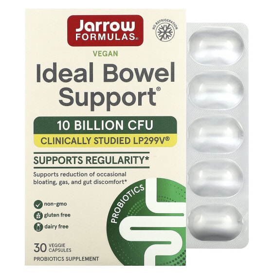 Jarrow Formulas, Vegan Idea, поддержка кишечника, 10 млрд КОЕ, 30 растительных капсул