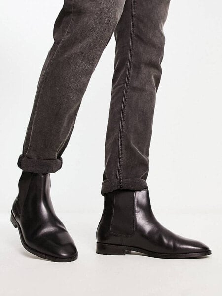 ASOS DESIGN – Chelsea-Stiefel aus schwarzem Leder