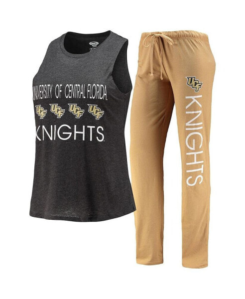 Women's Gold, Black UCF Knights Tank Top and Pants Sleep Set