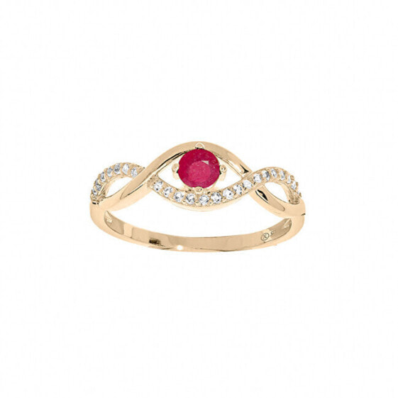 Charming gold-plated ring with fuchsia zircon PO/SR00716O