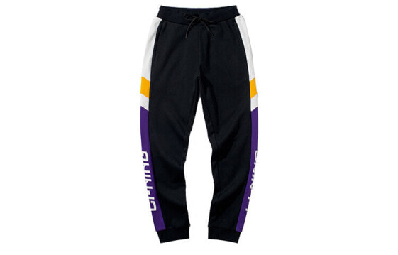 Спортивные брюки LI-NING с принтом и контрастными вставками, цвет темно-фиолетовый