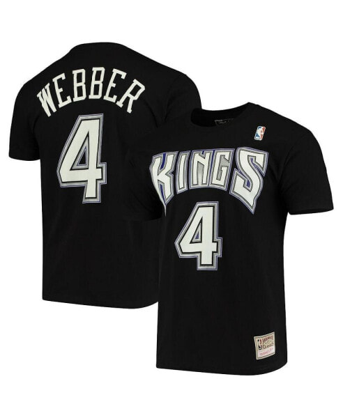 Men's Chris Webber Black Sacramento Kings Hardwood Classics Name and Number Team T-shirt