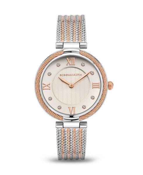 Women's 2 Hands Two Tone Stainless Steel Mesh Watch 32 mm