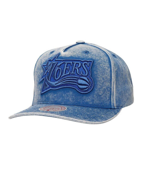 Men's Blue Philadelphia 76ers Washed Out Tonal Logo Snapback Hat