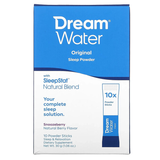 Витамины для здорового сна Dream Water Original Sleep Powder, Snoozeberry, 10 палочек, 0.1 унции (3 г) каждая