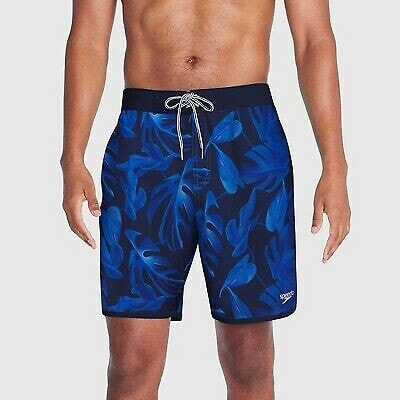 Speedo Men's 7" Tropical Floral Print E-Board Swim Shorts - Blue M