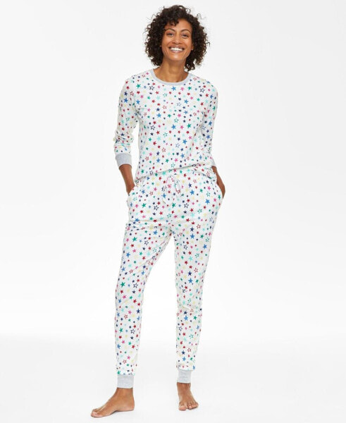 Family Pajamas Women's 2-Pc. Star Toss Cotton Family Holiday Pajamas, Created for Macy's