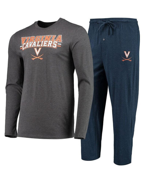 Пижама Concepts Sport Мужская Virginia Cavaliers с длинным рукавом и брюками, цвет Navy, Heathered Charcoal Distressed