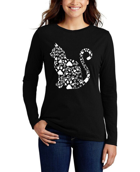 Women's Word Art Cat Paws Long Sleeve T-Shirt