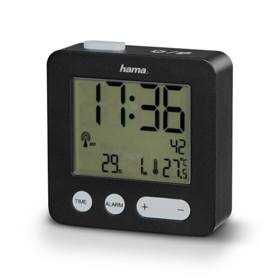 Hama Piccolo - Digital alarm clock - Square - Black - Plastic - 12/24h - F - °C