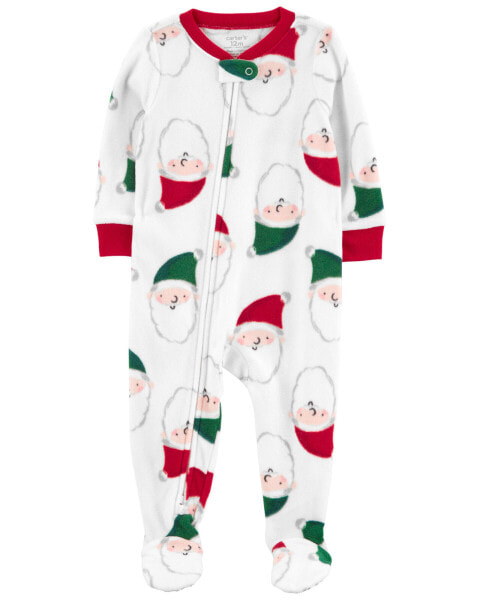 Toddler 1-Piece Santa Fleece Footie Pajamas 3T