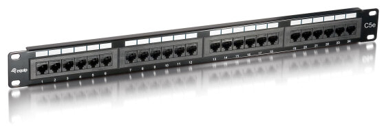 Equip 24-Port Cat.5e Unshielded Patch Panel - Black - RJ-45 - Gold - Cat5e - Black - Rack mounting - 1U