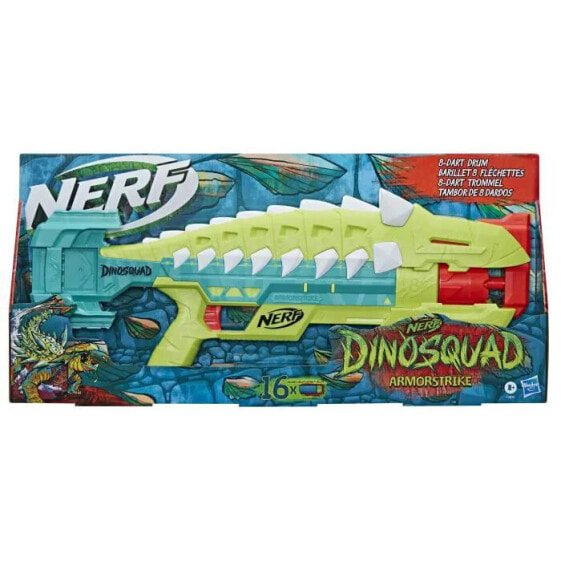 Nerf DinoSquad Armorstrike Dart Blaster, 8-Dart Rotating Barrel, 16 Nerf Elite Darts, Ankylosaurus Design