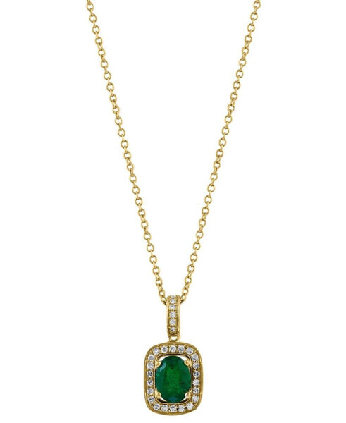 EFFY® Emerald (3/4 ct. t.w.) & Diamond (1/8 ct. t.w.) 18" Pendant Necklace in 14k Gold