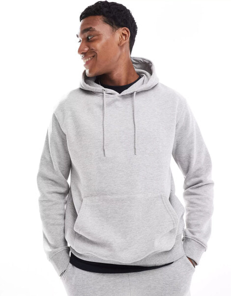 DTT overhead hoodie in light grey marl