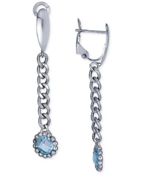 Swiss Blue Topaz Curb Link Drop Earrings (2 ct. t.w.) in Sterling Silver