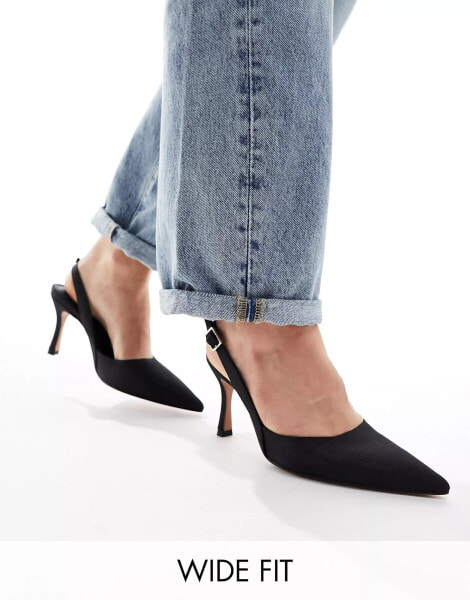 ASOS DESIGN Wide Fit Samber 2 slingback stiletto heels in black