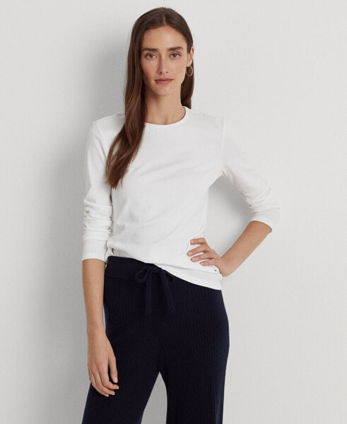 Cotton-Blend Long-Sleeve Top